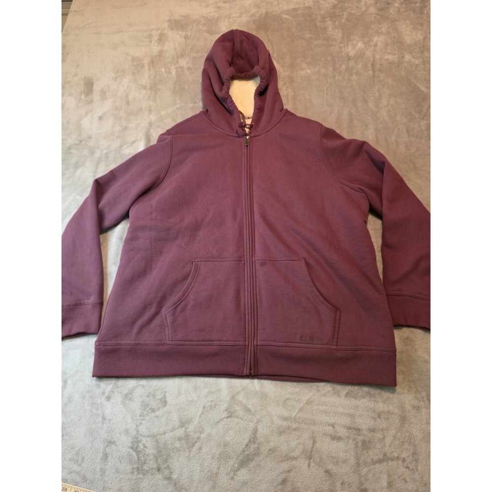 L.L.Bean Full Zip Hoodie Women 1X Purple Sherpa Lined Fleece